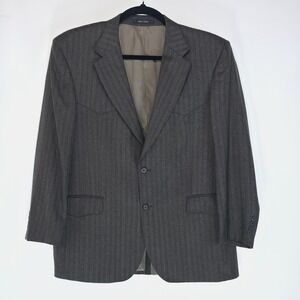 BAR WS Blazer Mens 46R Gray Wool Herringbone Western Sport Coat Jacket Cowboy